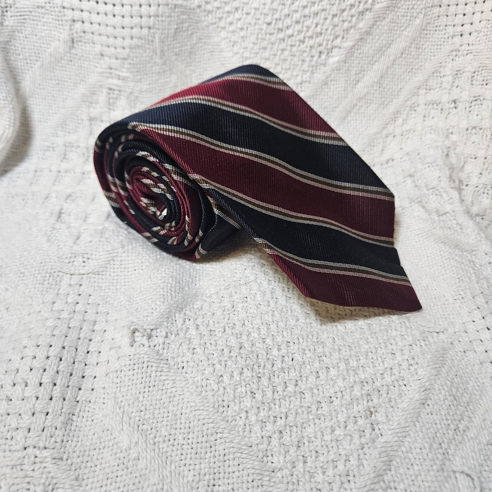 Vintage Christian Dior Cravates All Silk Tie Striped Red Blue White